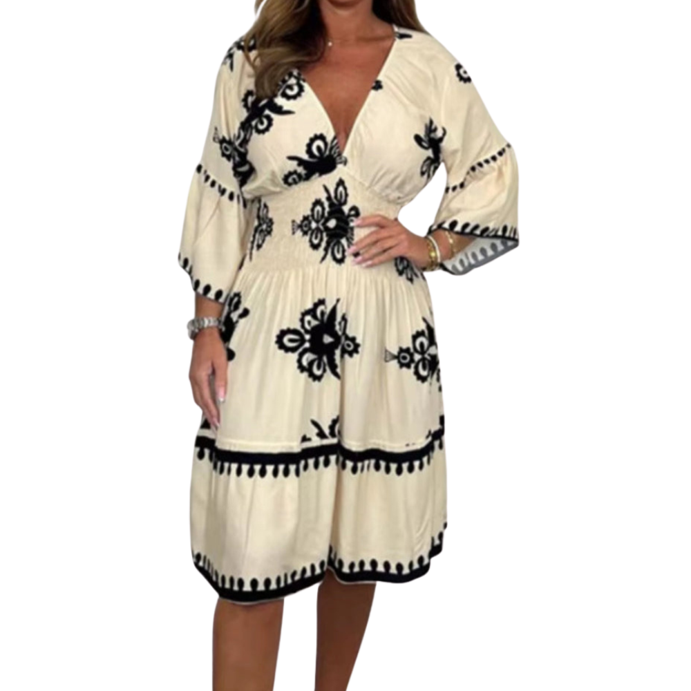 Elegant V-Neck Midi Dress