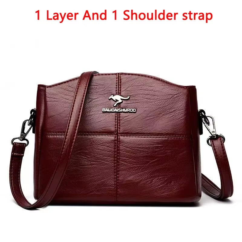 Soft Leather Luxury Handbags Women Bags Designer 3 Layers Shoulder Crossbody Sac Ladies Large Capacity Shopping Messenger Tote