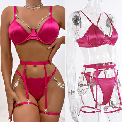 Women'S Sexy-Lingerie Lace Babydoll Bra Thong Set Sleepwear Underwear Nightwear