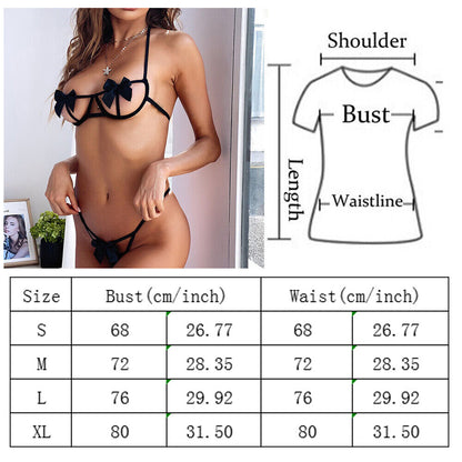 Women'S Sexy-Lingerie Lace Babydoll Bra Thong Set Sleepwear Underwear Nightwear