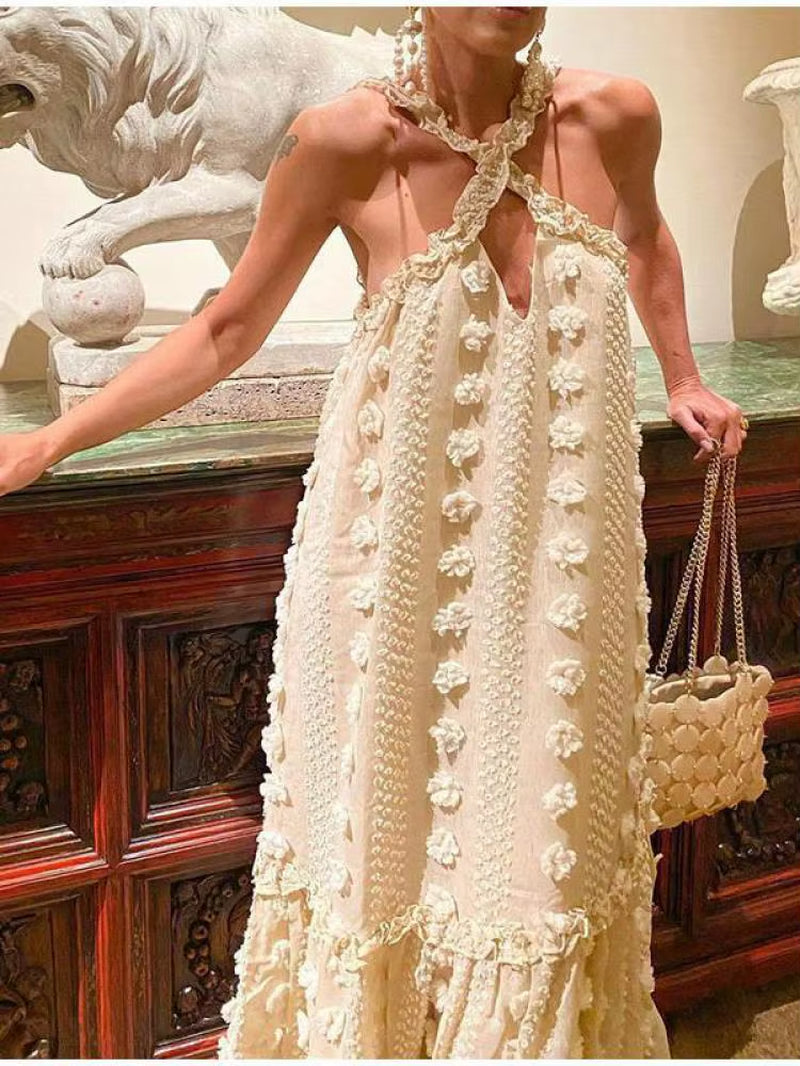 Sleeveless Halter Maxi Summer Dress