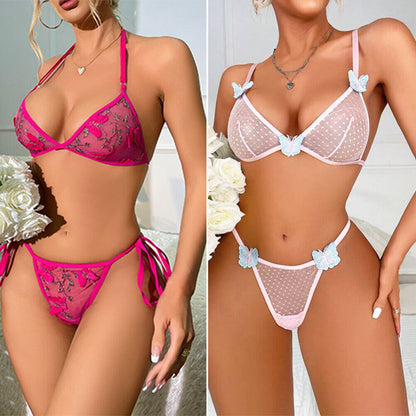 Women'S Sexy-Lingerie Lace Babydoll Bra Thong Set Sleepwear Underwear Nightwear